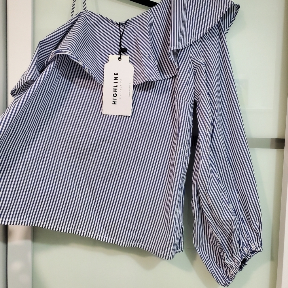 Highline Collective One Sleeve Ruffle Top - Picture 6 of 14